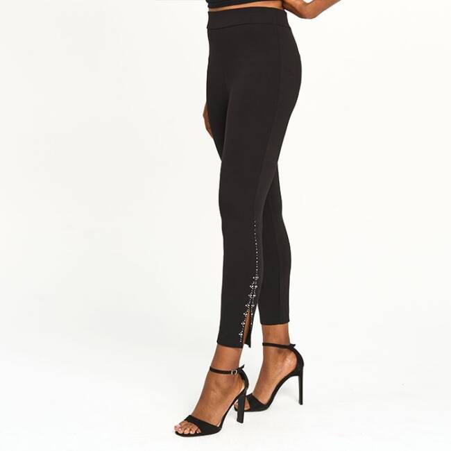 Embellished Slit Pant in Hematite - Image 4