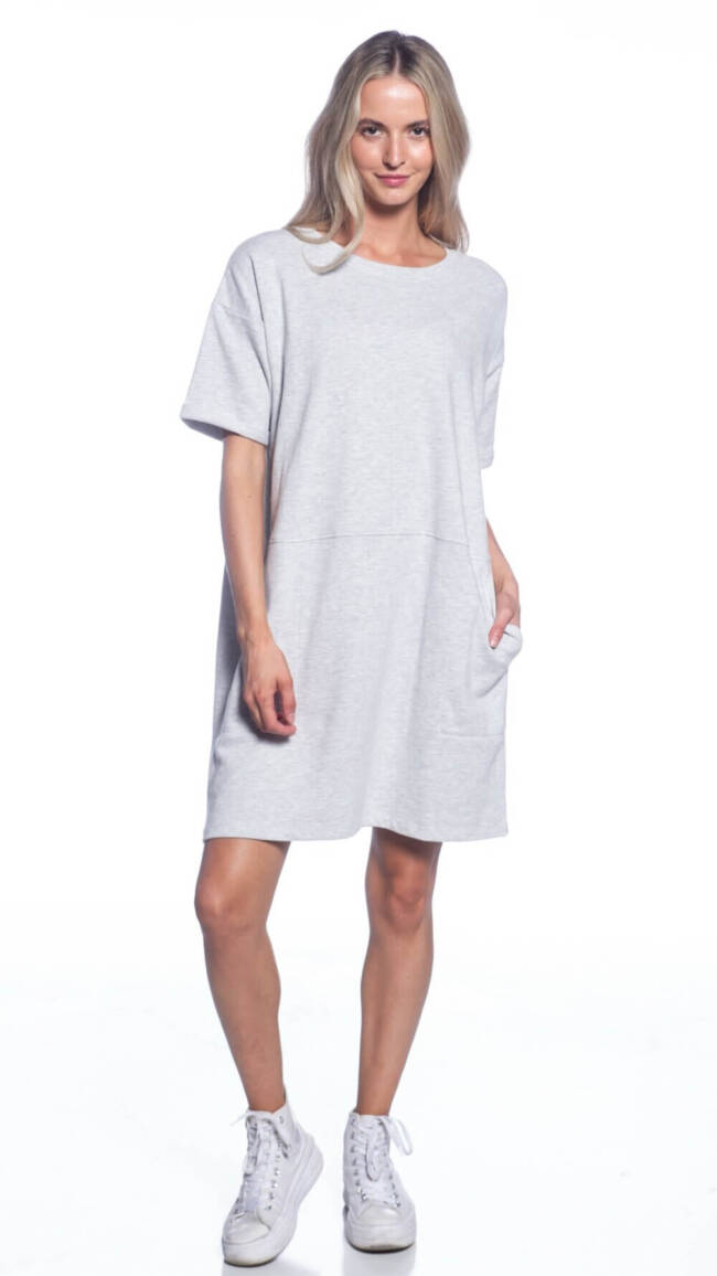 Short Sleeve Dress with Cut & Sew Waist Seam and Pockets - Image 2