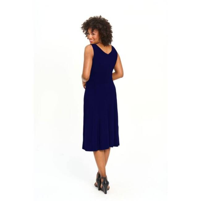 Midi Length Faux Wrap Dress in Royal - Image 2