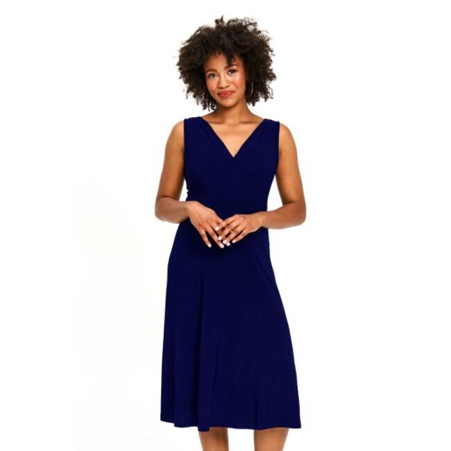 Midi Length Faux Wrap Dress in Royal