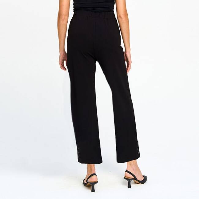 Ankle Length Pant with Button Details in Black - Image 3