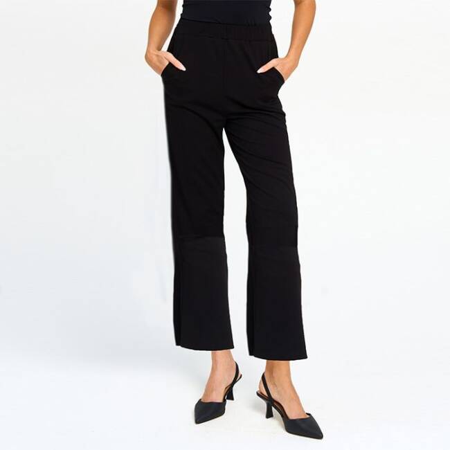 Ankle Length Pant with Button Details in Black