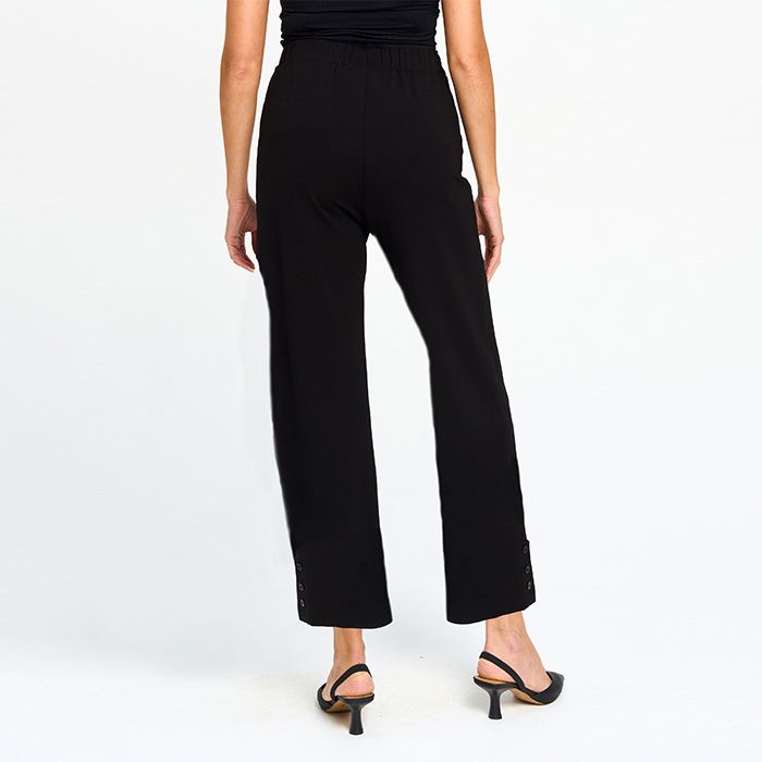 Ankle Length Pant with Button Details in Black