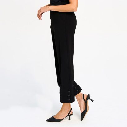 Ankle Length Pant with Button Details in Black 1